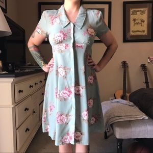 Vintage Floral Button Up Dress